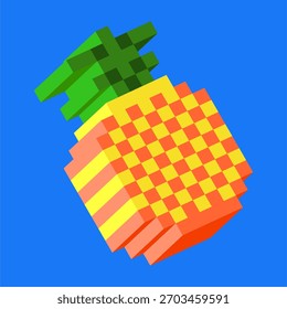 Icono de piña en ilustración de fruta retro tropical brillante