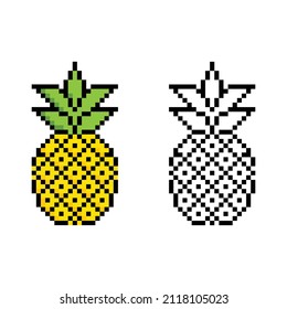 pixel pineapple icon vector 8 bit