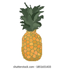 La piña de Pixel es amarilla con la parte superior verde. Fruto divertida de píxeles