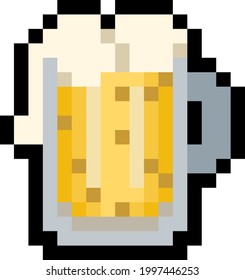 Pixel pint of beer - vector, isolated