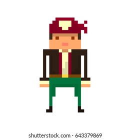Pixel pirate for games and mobile applications. 8-bit character.