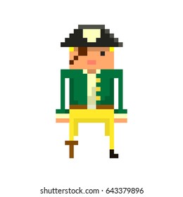 Pixel pirate for games and mobile applications. 8-bit character.