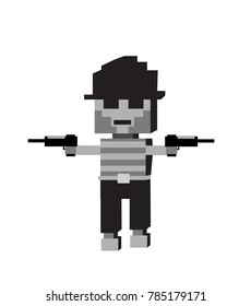 Pixel pirate for games and mobile applications. 8-bit character.