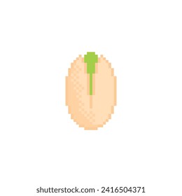 pixel Pistachio nut icon.  Vector pixel art Pistachio nut 8 bit for game company logo template 