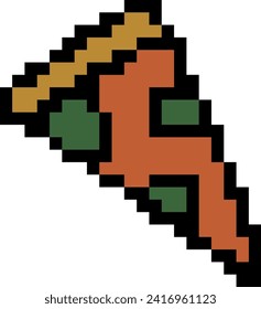 Pixel pizza slice. Vector icon 