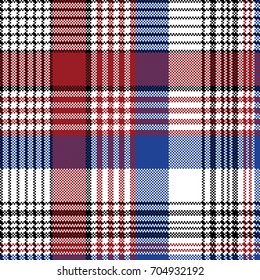 Pixel plaid fabric seamless check pattern. Flat design. Vector illustration
