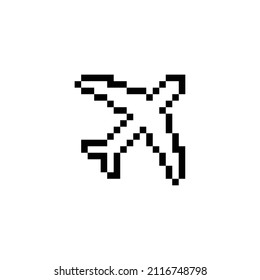 pixel plane art  vector  icon Airplane  pixel element for 8 bit game