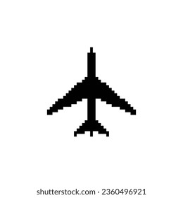 pixel plane icon.  Vector pixel art airplane 8 bit game logo for company 
