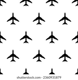  pixel plane Seamless Pattern vector airplane background  pixel art for 8 bit game