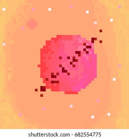 Pixel planet for games and applications. Cute 8-bit planet.