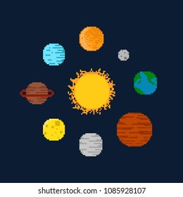 Pixel planet set.