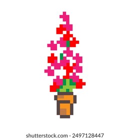 Planta de píxeles en una maceta rosa