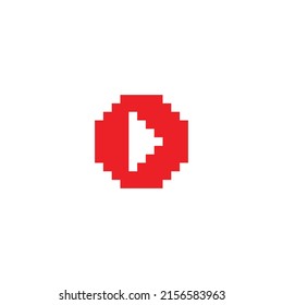 pixel play icon. Video play symbol. Vector icon for website design, app. 
