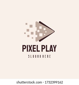 Pixel Play logo hipster retro vintage vector template