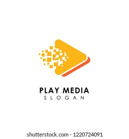 pixel play media logo design template. triangle play icon symbol design