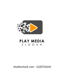 pixel play media logo design template. play icon symbol design