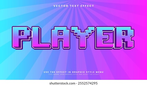 Modelo de efeito de texto editável Pixel Player com estilo moderno
