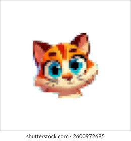 Pixel playful kittens. Little yak cats smiling cutely. Friends for a child. Retro images of kittens. Kitten icons.