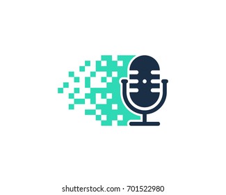 Pixel Podcast Icon Logo Design Element