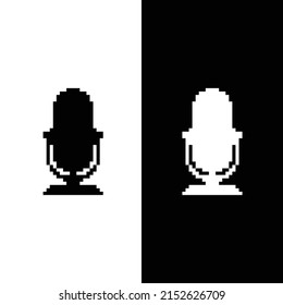 pixel Podcast  icon.  Vector pixel art microphone 8 bit logo for game