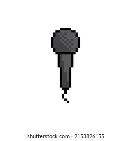 pixel Podcast  icon.  Vector pixel art microphone 8 bit logo for game