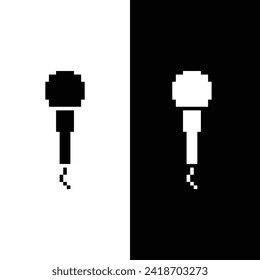 pixel Podcast  icon.  Vector pixel art microphone 8 bit logo for game