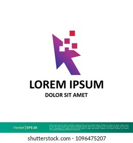 Pixel Pointer Arrow Icon Vector Logo Template