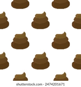 pixel poop seamless pattern on white background