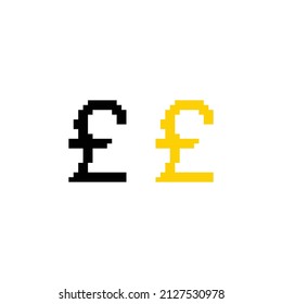 pixel Pound vector icon pixel art money sign for 8 bit game