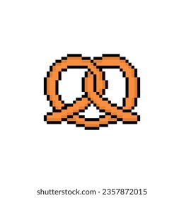 pixel pretzel icon.  Vector pixel art pretzel  8 bit game logo for company 
