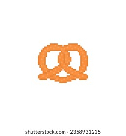 pixel pretzel icon.  Vector pixel art pretzel  8 bit game logo for company 
