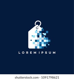 Pixel Price Tag logo vector, Online Shop logo designs, design concept, logo, logotype element for template