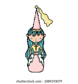 pixel princess with elegant gown and beauty hat