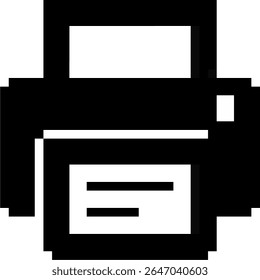 Pixel print icon vector, designed with a retro, 8-bit aesthetic. Perfect for digital documents, gaming interfaces, vintage office software, or any project needing a nostalgic pixelated printing symbol