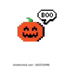 Pixel pumpkin Vector illustration Isolated on white background.
