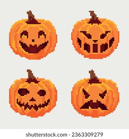 Calabazas de Pixel para Halloween. Calabazas divertidas y enojadas


