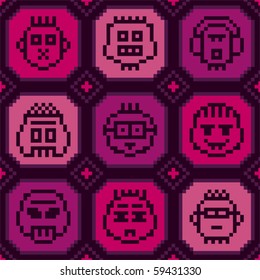 Pixel punk vector seamless background