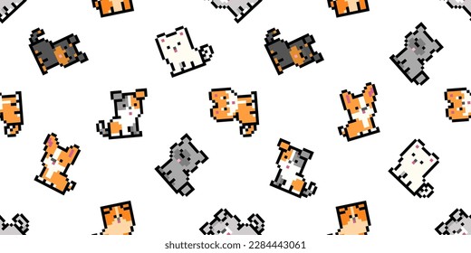 Pixel Cachorros y gatitos estilo geek sin fisuras