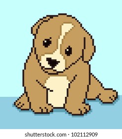 Pixel puppy - vector illustration