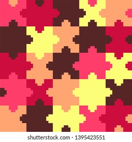 Pixel puzzle. Colorful vector seamless pattern