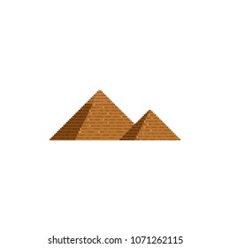 Pixel pyramid set.8 bit 7 wonders.pixel art vector illustration.