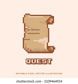 Pixel quest design icon vector illustration for video game asset, motion graphic and others