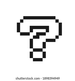 Pixel Question Mark Icon. Clipart Image Isolated On White Background.