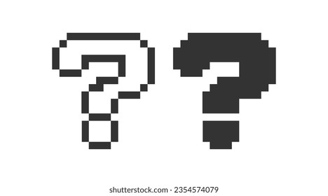 Icono de signo de interrogación de píxeles. Diseño de ilustración vectorial.