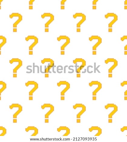 pixel question mark Seamless background .  vector black texture, pattern, wallpaper, textile for 8 bit game 