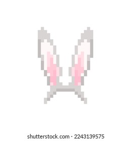 Pixel rabbit ears template. Cute symbol of new year and easter as funny headdress for party and holiday vector design element