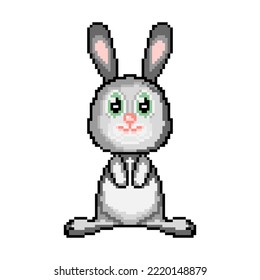 Pixel rabbit. Pixel icon. Cartoon beautiful bunny.