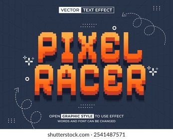 pixel racer editable text, font effect, 3d text for title