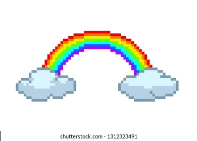 Pixel Rainbow In The Clouds