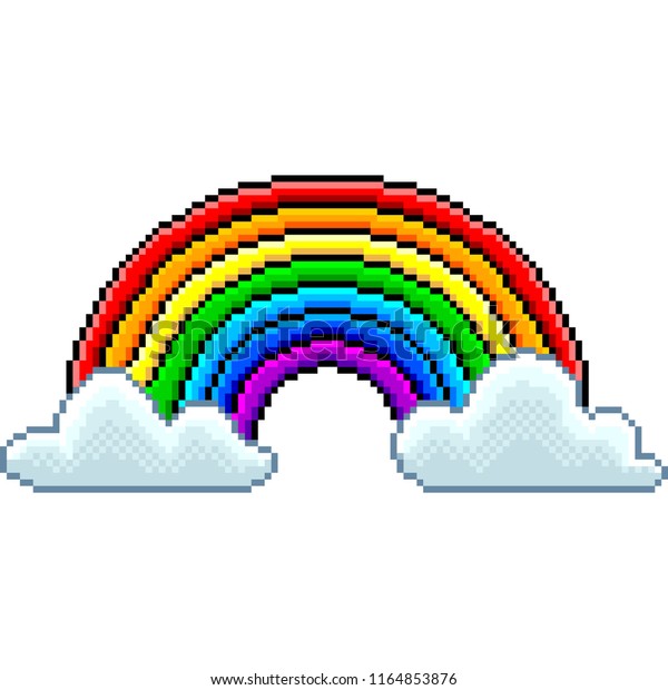 ピクセルの虹と雲の詳細な分離型ベクター画像 のベクター画像素材 ロイヤリティフリー